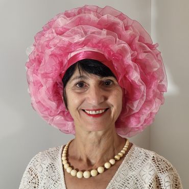 Réf: 1011 Béret organdi de couleur rose 