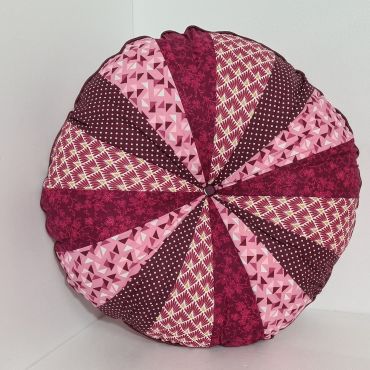 Réf: 1004 Coussin rond rose rouge bordeaux